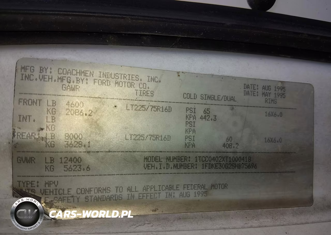 1995 Ford Econoline E350 Cutaway Van VIN:1FDKE30G2SHB75696 - 9