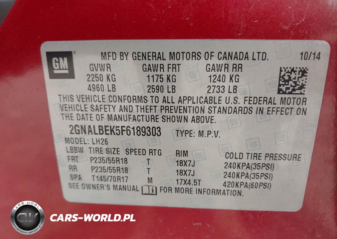 2015 Chevrolet Equinox Lt VIN:2GNALBEK5F6189303 - 9