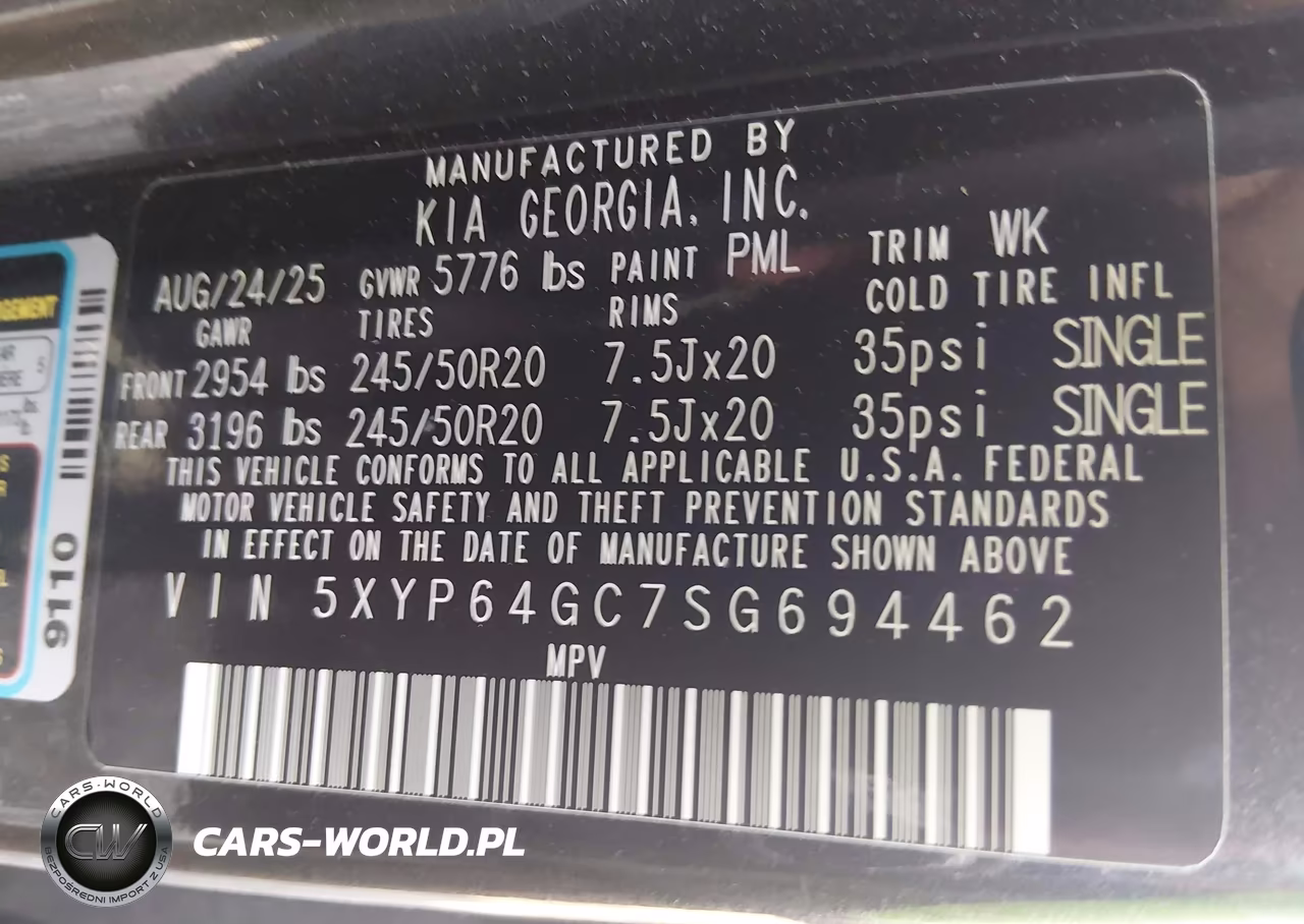 2025 Kia Telluride S VIN:5XYP64GC7SG694462 - 9