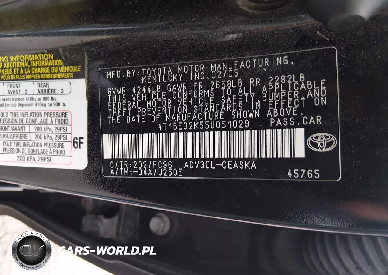 2005 Toyota Camry Se VIN:4T1BE32K55U051029 - 9
