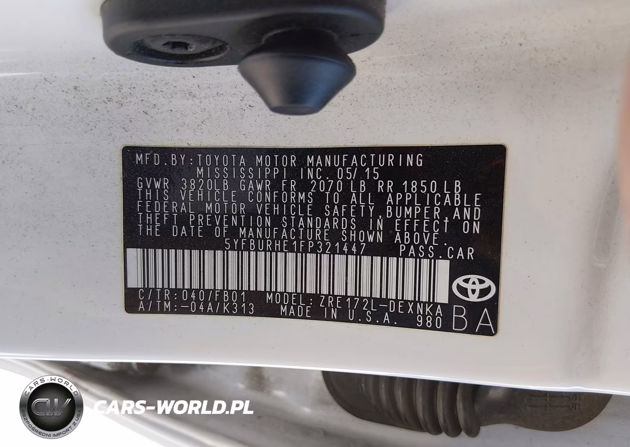 2015 Toyota Corolla Le Plus VIN:5YFBURHE1FP321447 - 9