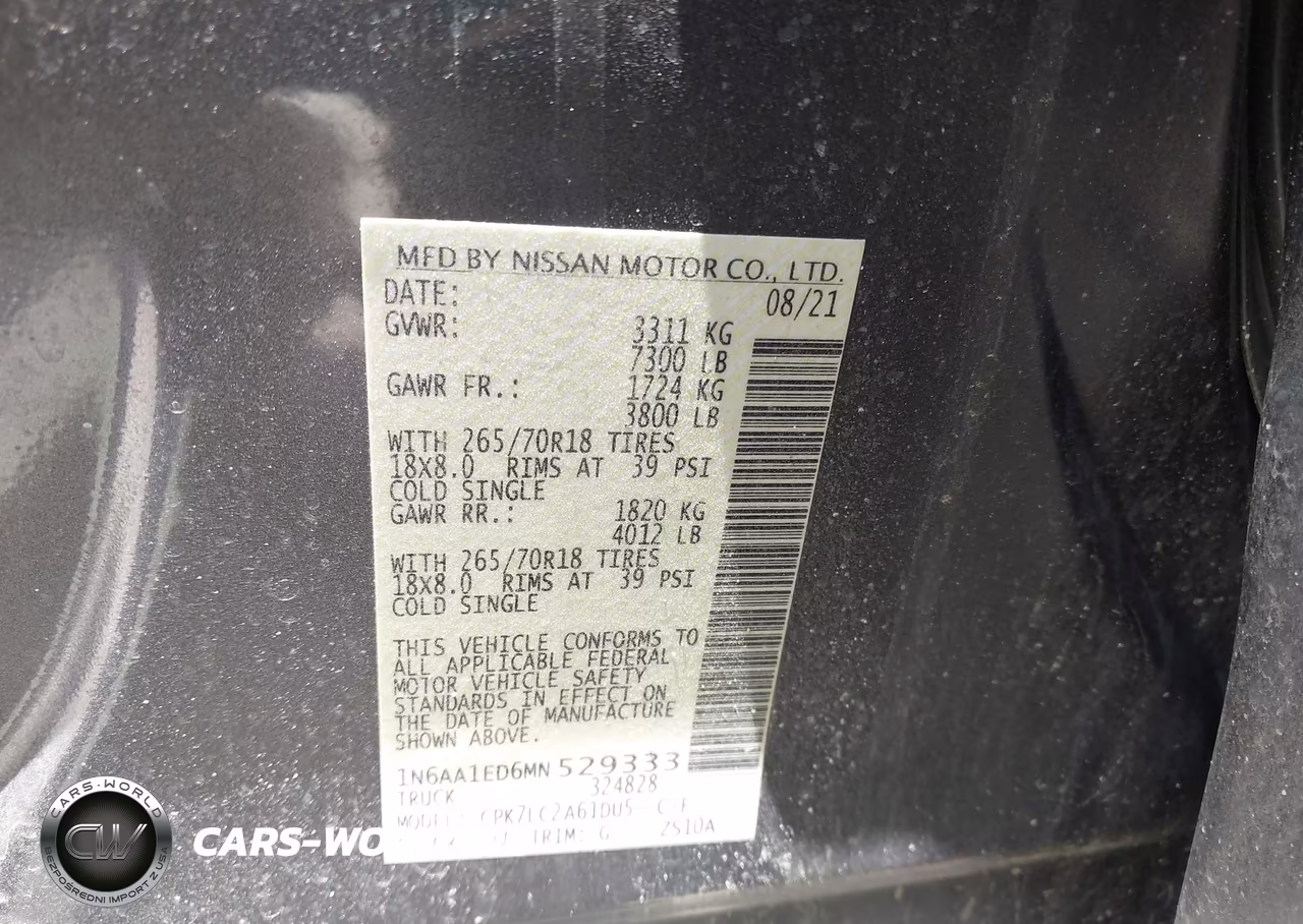 2021 Nissan Titan Sv 4X4 VIN:1N6AA1ED6MN529333 - 9