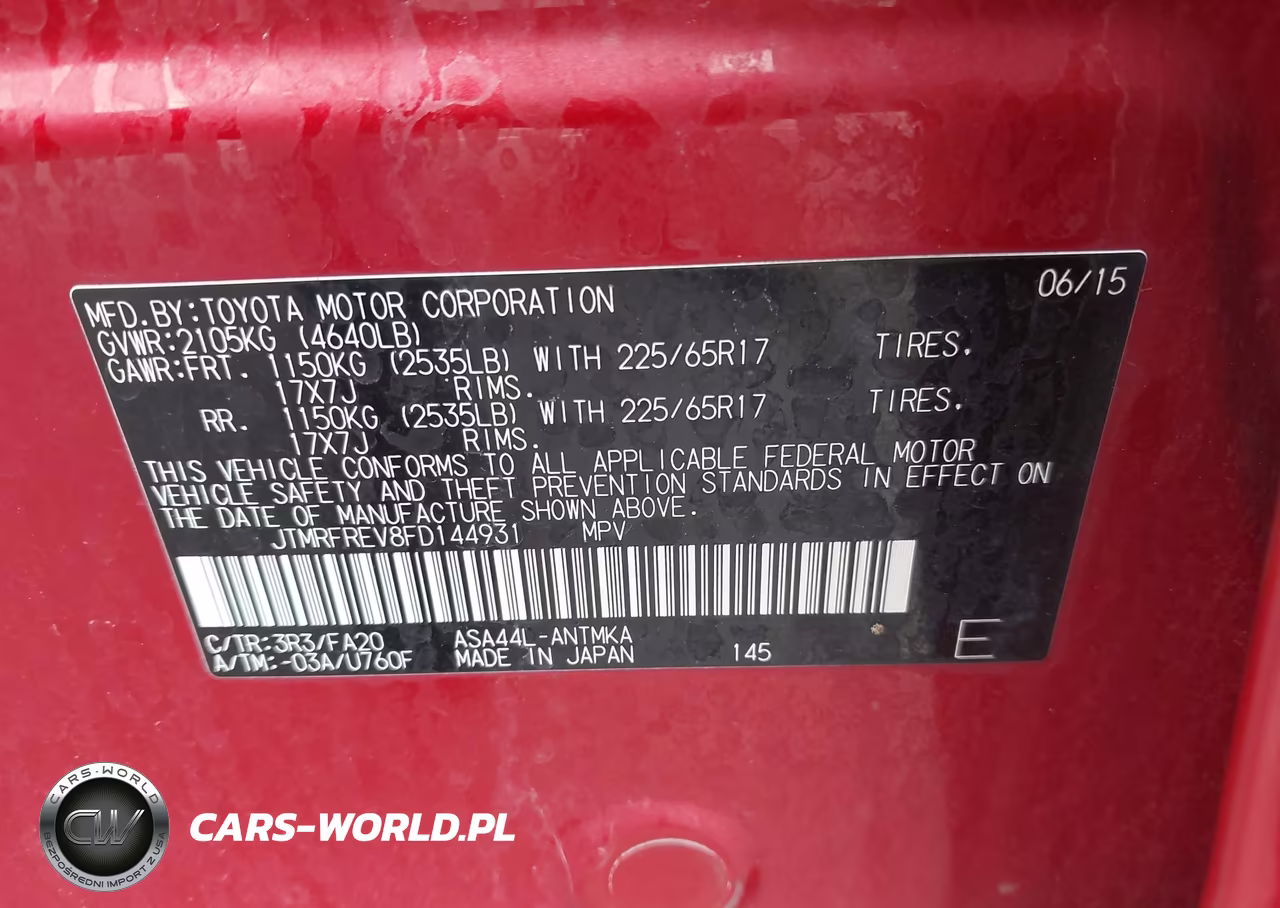 2015 Toyota Rav4 Xle VIN:JTMRFREV8FD144931 - 9