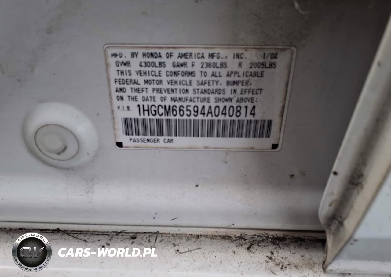 2004 Honda Accord 3.0 Ex VIN:1HGCM66594A040814 - 9