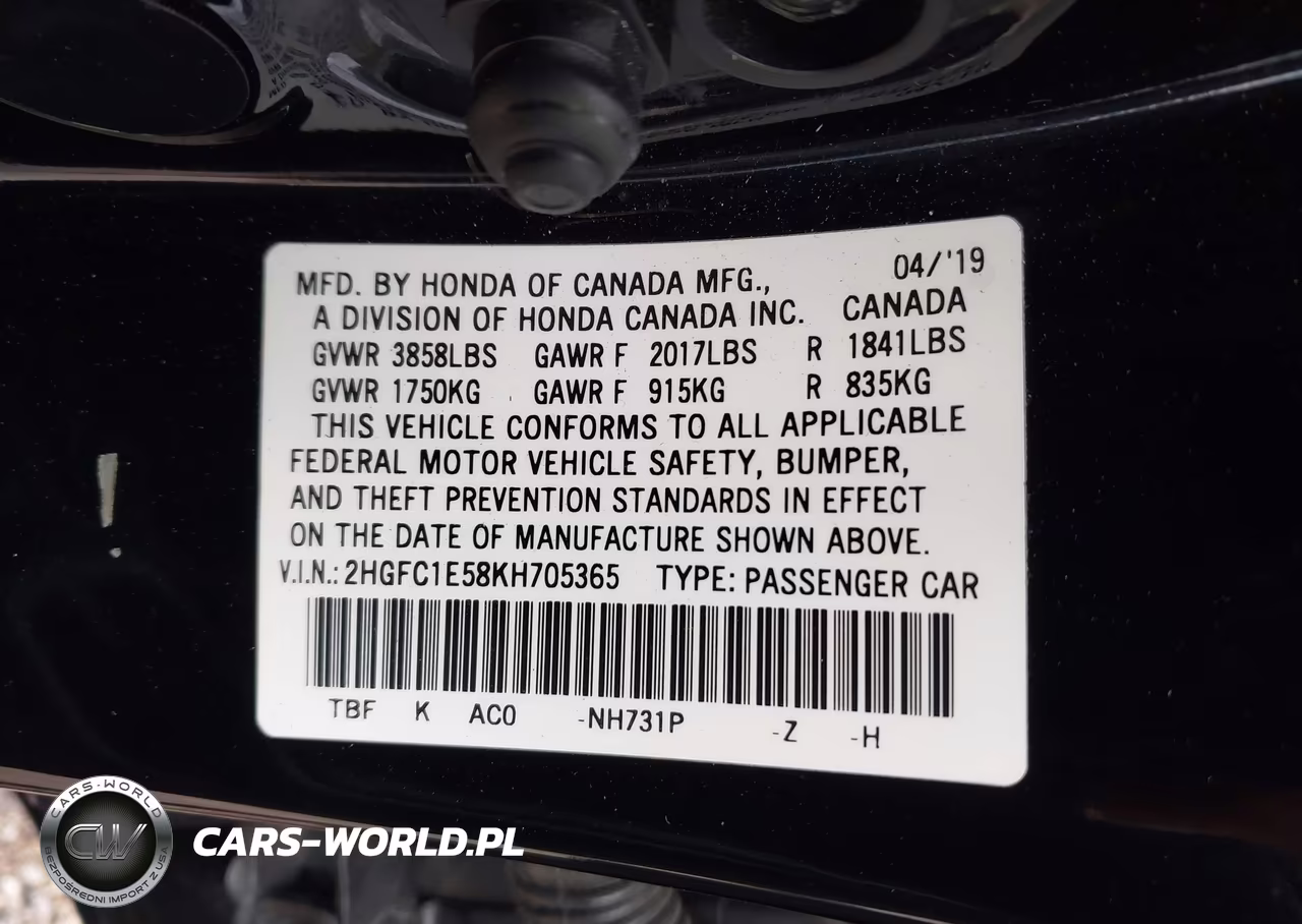 2019 Honda Civic Si VIN:2HGFC1E58KH705365 - 9