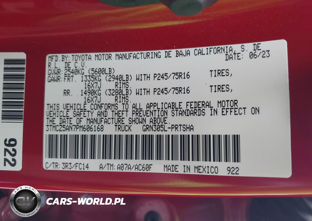 2023 Toyota Tacoma Sr5 V6 VIN:3TMCZ5AN7PM606168 - 9