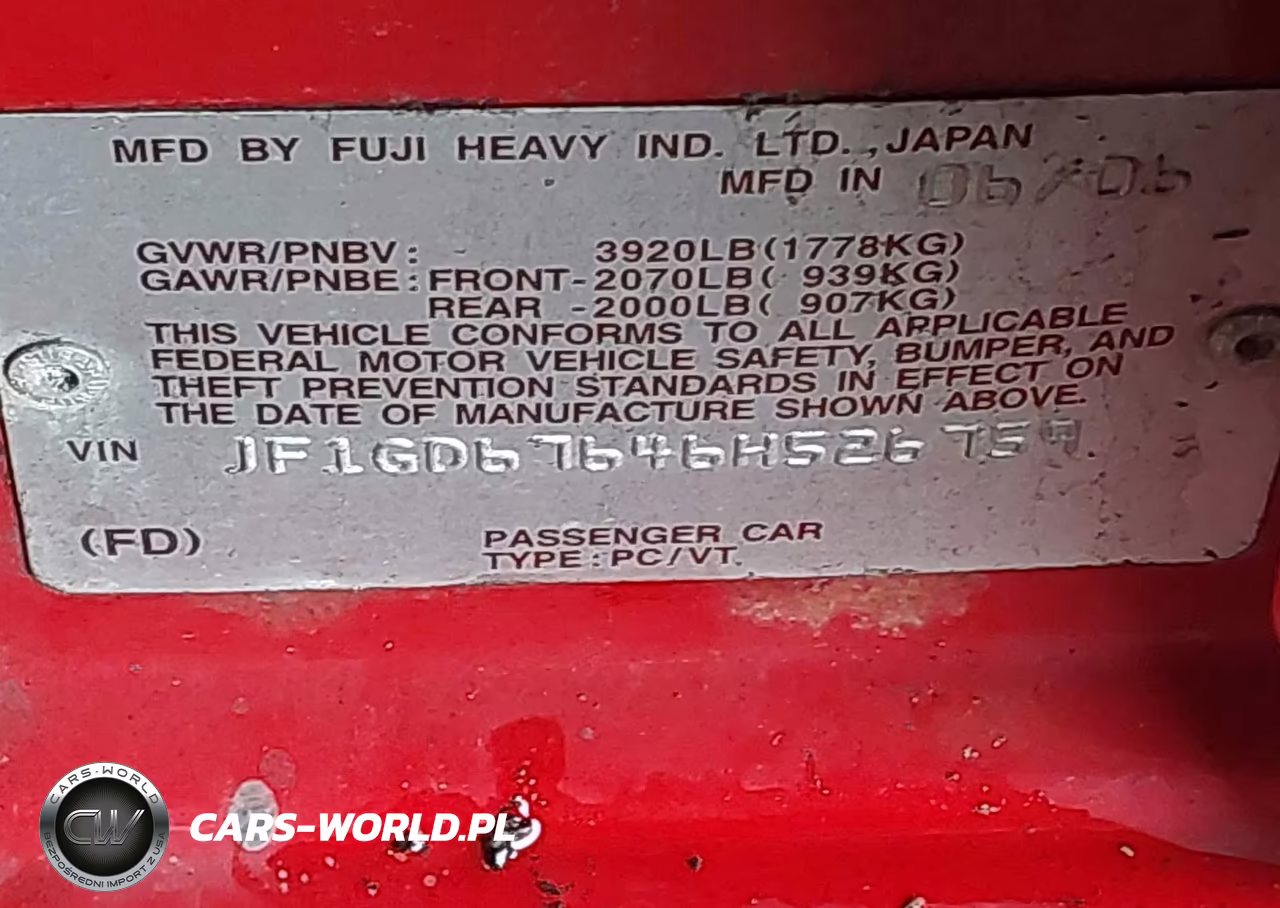 2006 Subaru Impreza 2.5I VIN:JF1GD67646H526759 - 9