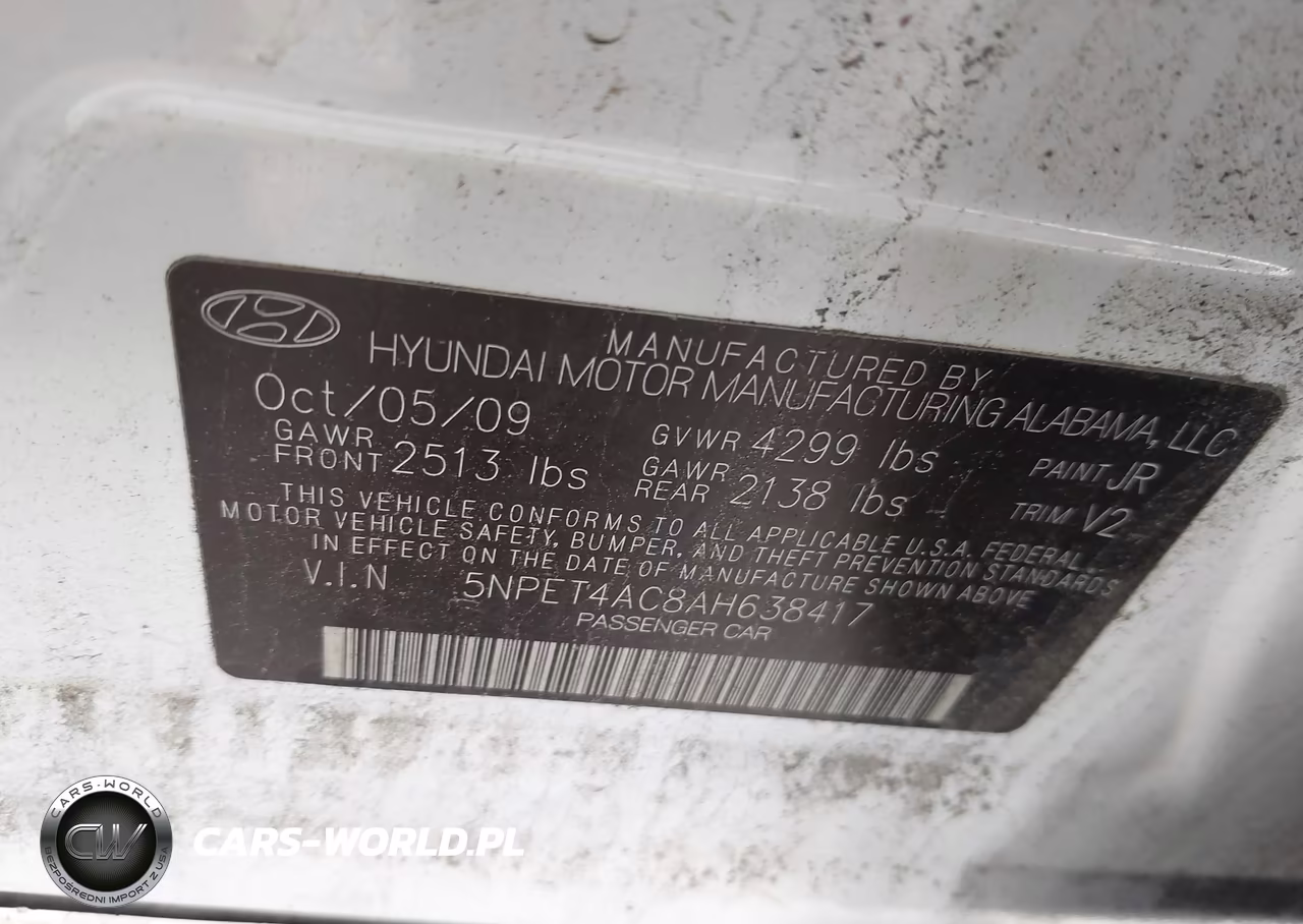 2010 Hyundai Sonata Gls VIN:5NPET4AC8AH638417 - 9
