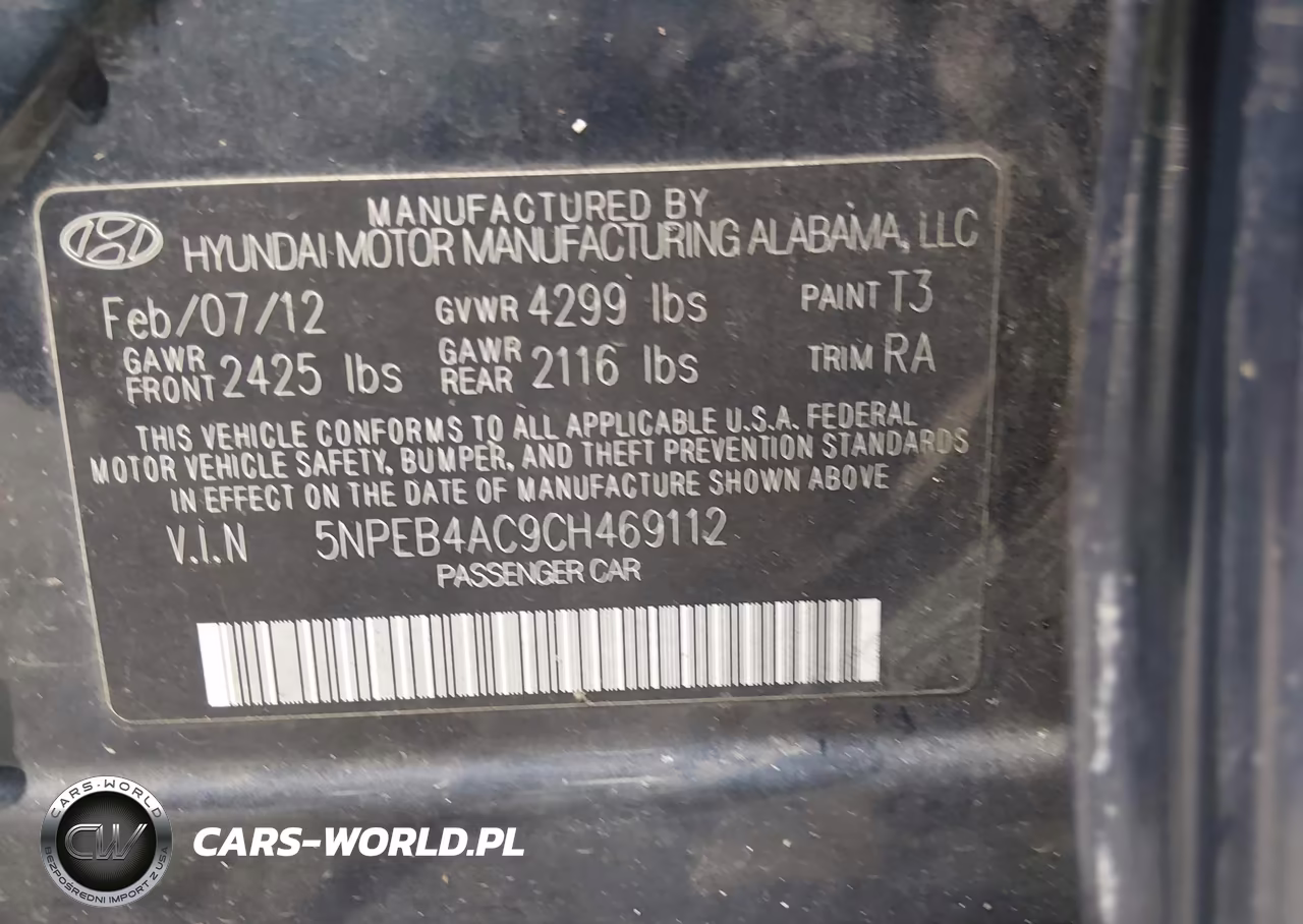 2012 Hyundai Sonata Gls VIN:5NPEB4AC9CH469112 - 9