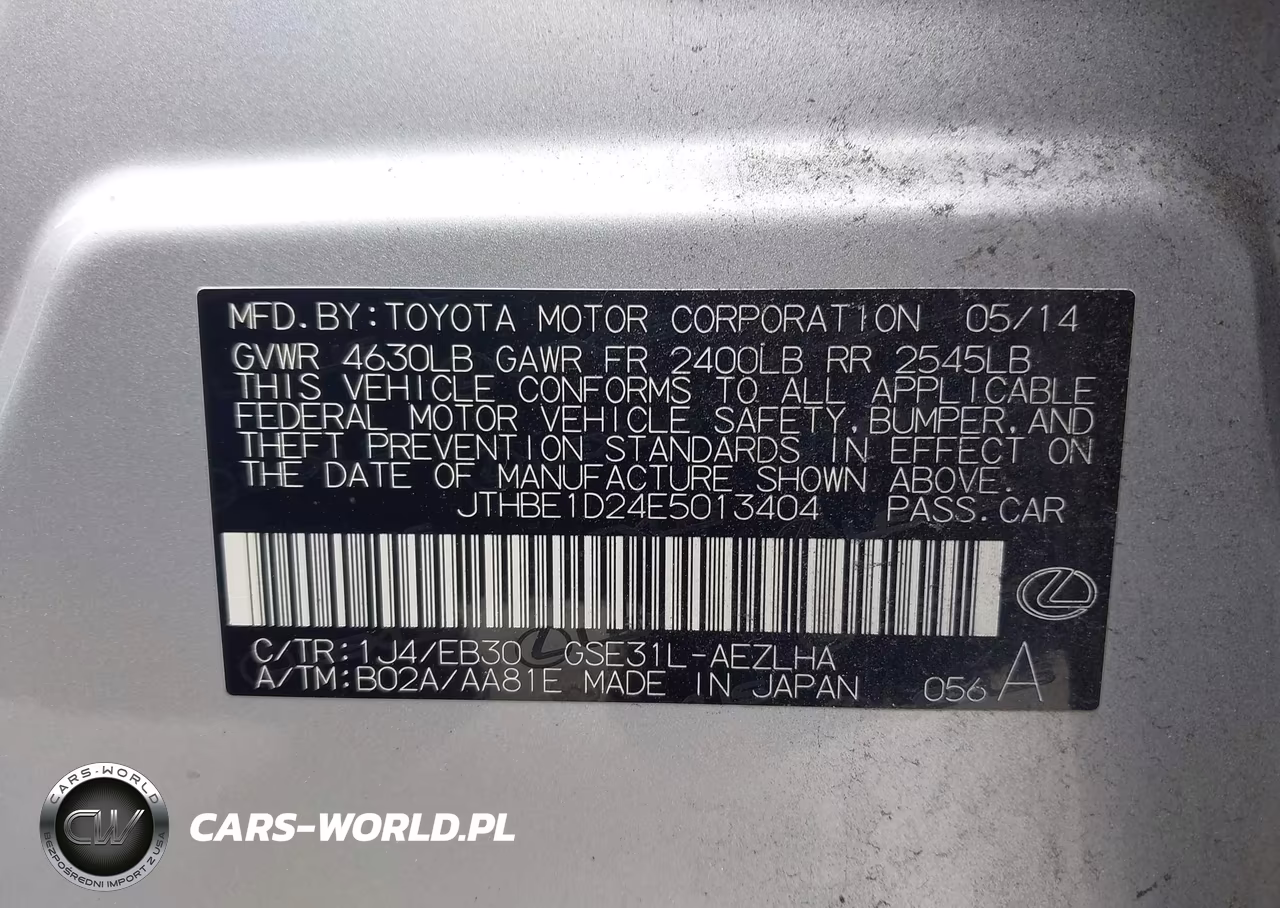 2014 Lexus Is 350 VIN:JTHBE1D24E5013404 - 9