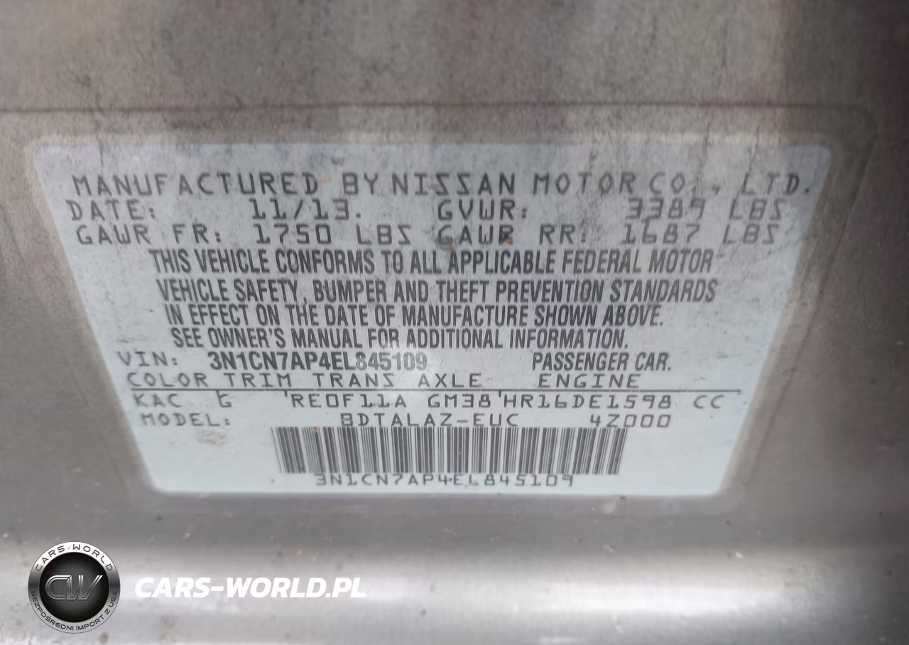 2014 Nissan Versa 1.6 S+ VIN:3N1CN7AP4EL845109 - 9
