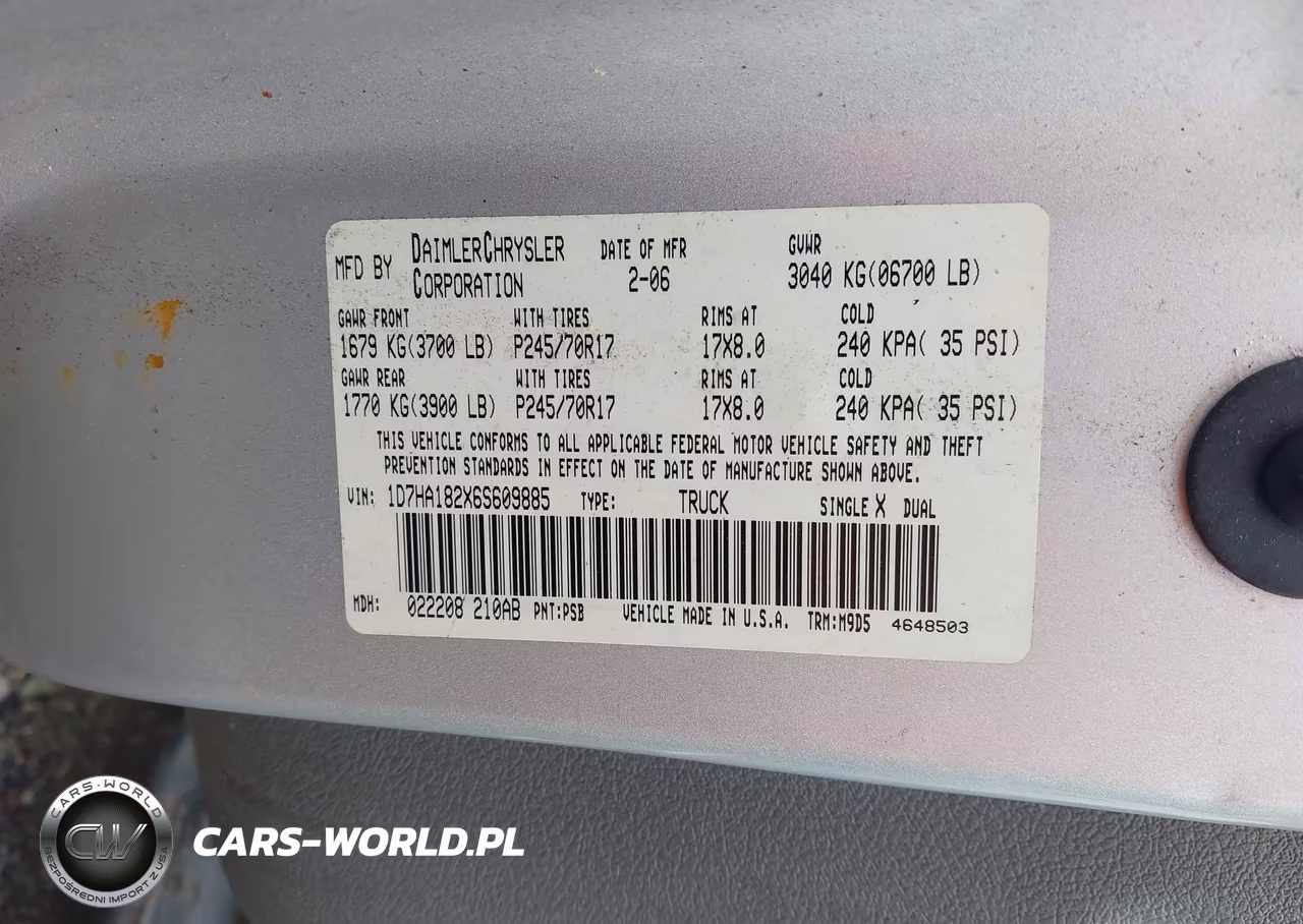 2006 Dodge Ram 1500 Slt VIN:1D7HA182X6S609885 - 9