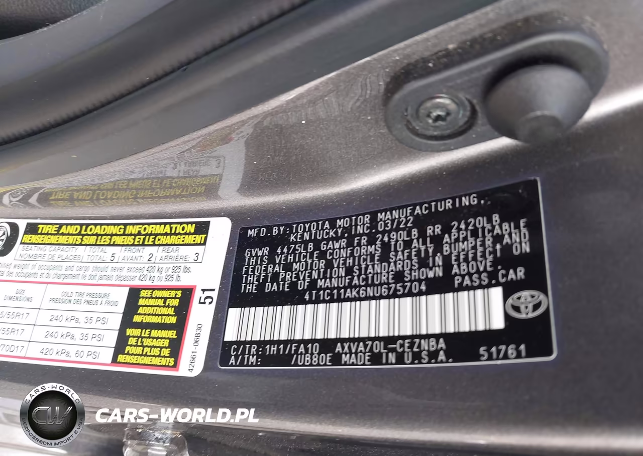 2022 Toyota Camry Le VIN:4T1C11AK6NU675704 - 9