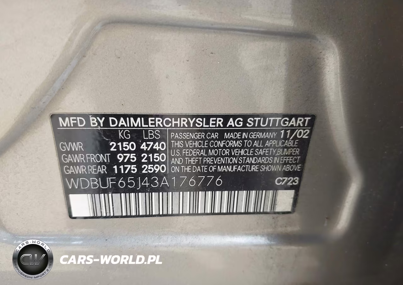 2003 Mercedes-Benz E 320 VIN:WDBUF65J43A166776 - 9