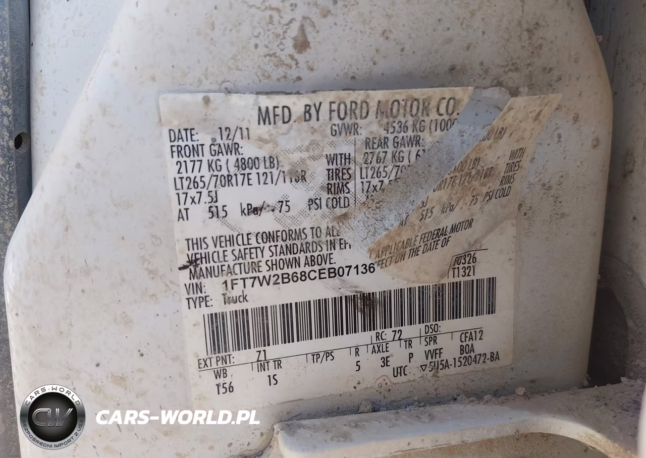2012 Ford F-250 Xl VIN:1FT7W2B68CEB07136 - 9