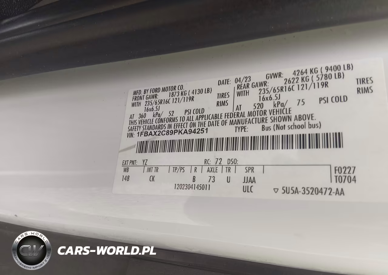 2023 Ford Transit-350 Passenger Van Xlt VIN:1FBAX2C89PKA94251 - 9