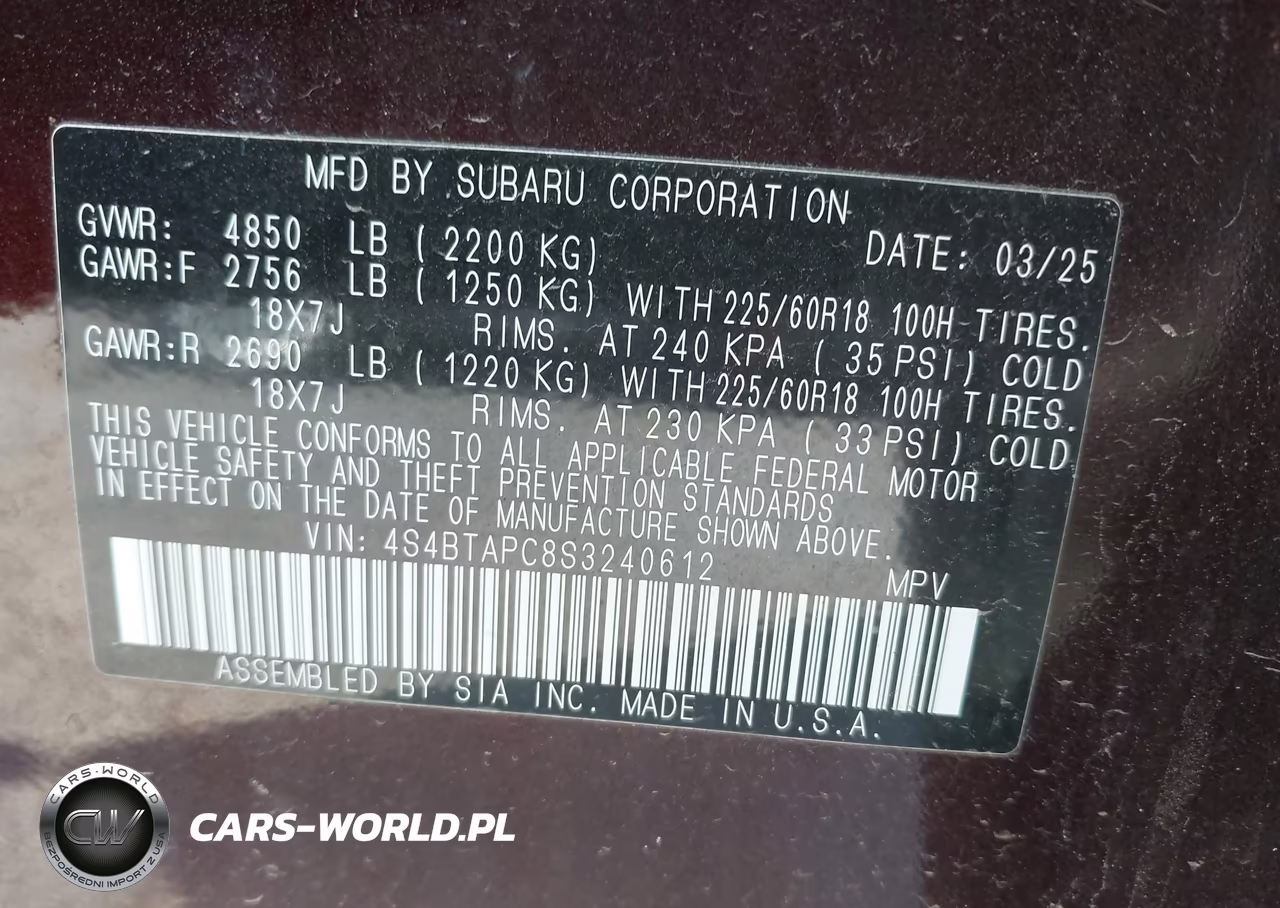 2025 Subaru Outback Touring VIN:4S4BTAPC8S3240612 - 9
