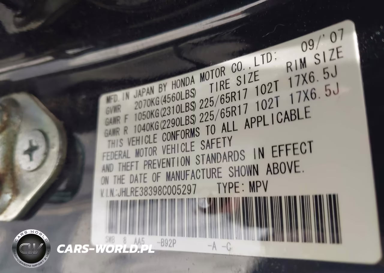 2008 Honda Cr-V Lx VIN:JHLRE38398C005297 - 9