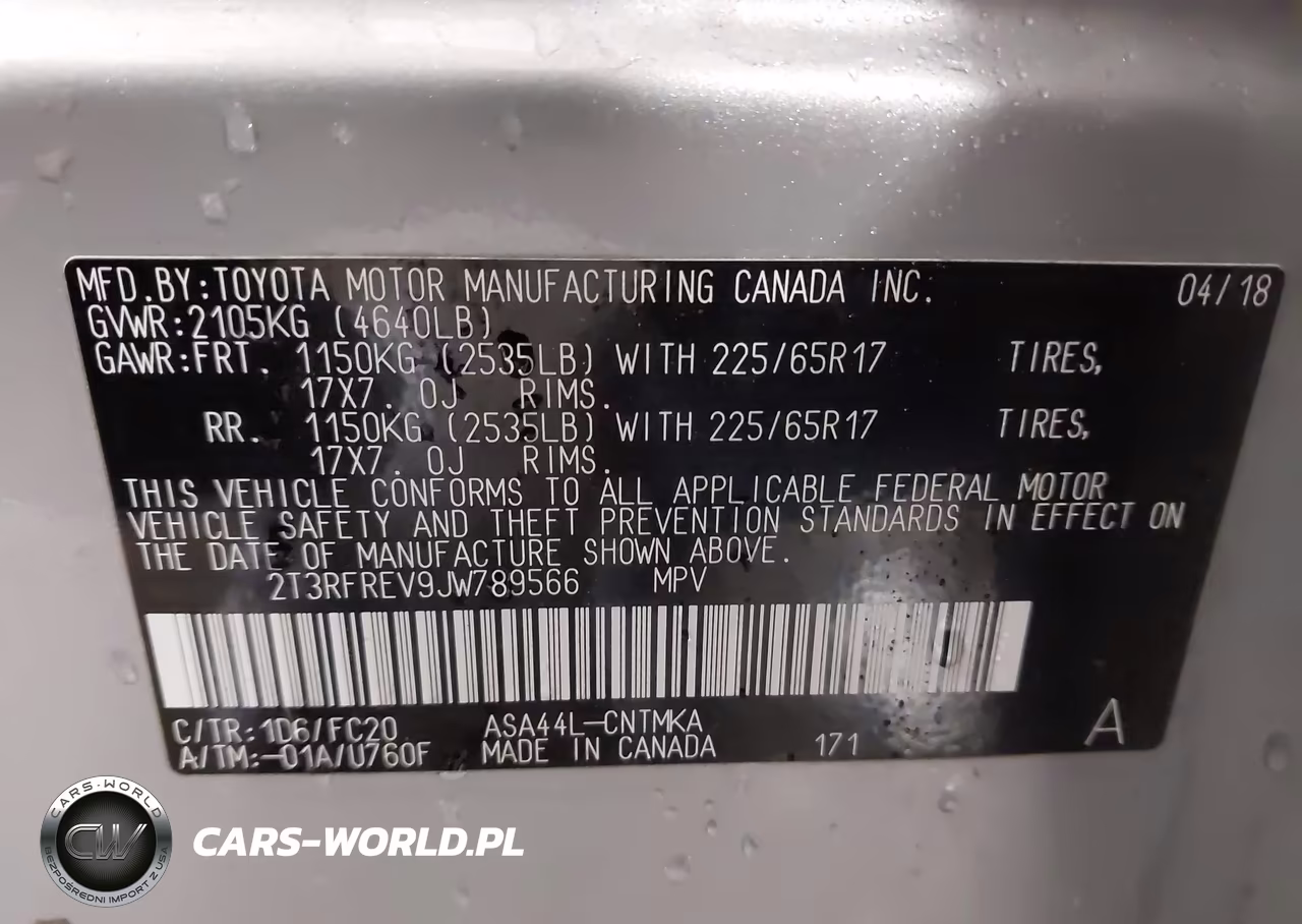 2018 Toyota Rav4 Xle VIN:2T3RFREV9JW789566 - 9