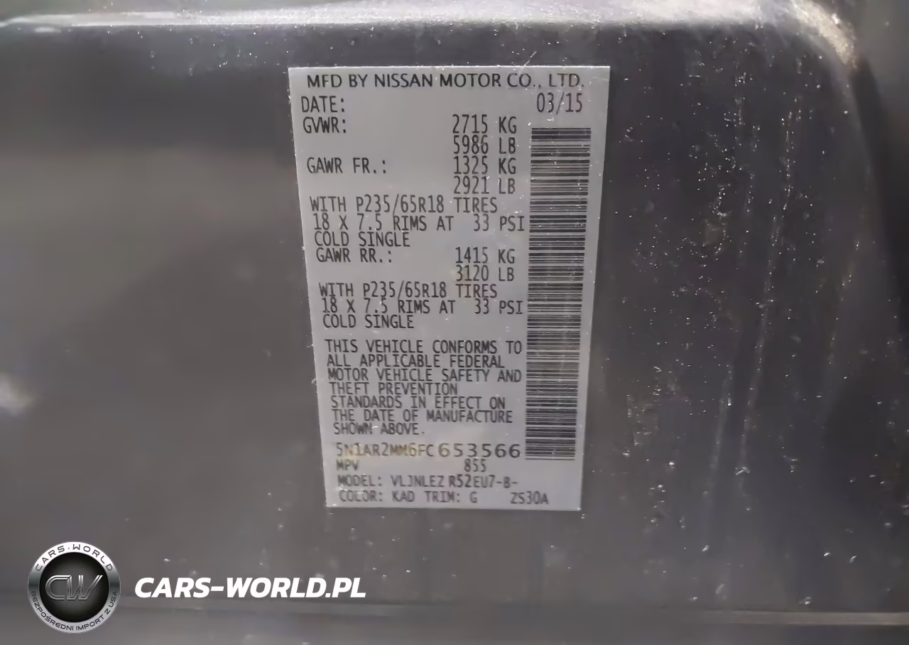 2015 Nissan Pathfinder Platinum-S-Sl-Sv VIN:5N1AR2MM6FC653566 - 9