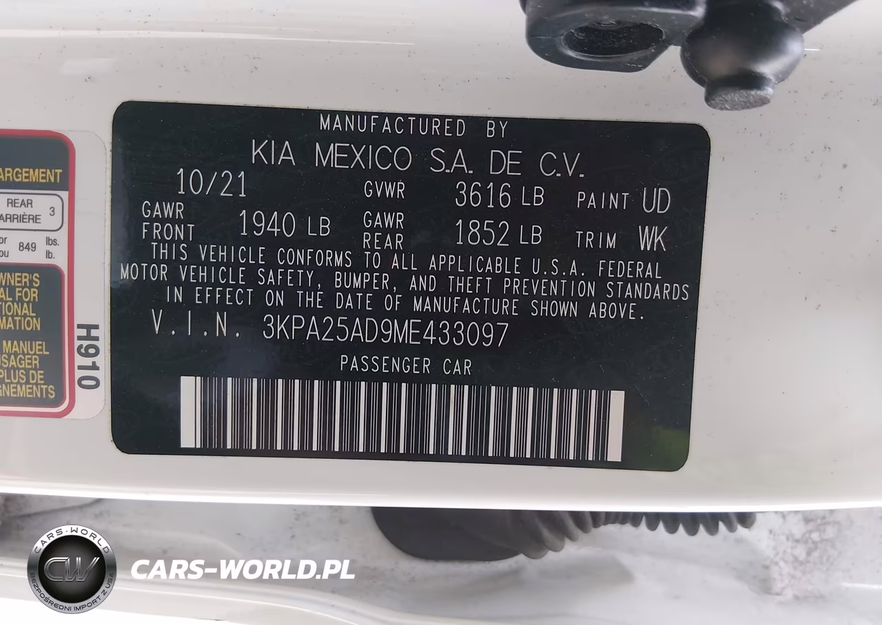 2021 Kia Rio 5-Door S VIN:3KPA25AD9ME433097 - 9
