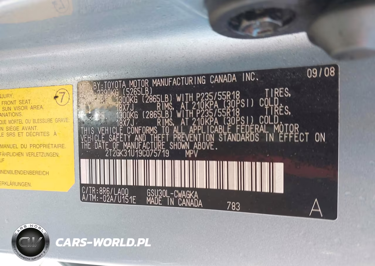 2009 Lexus Rx 350 VIN:2T2GK31U19C075719 - 9