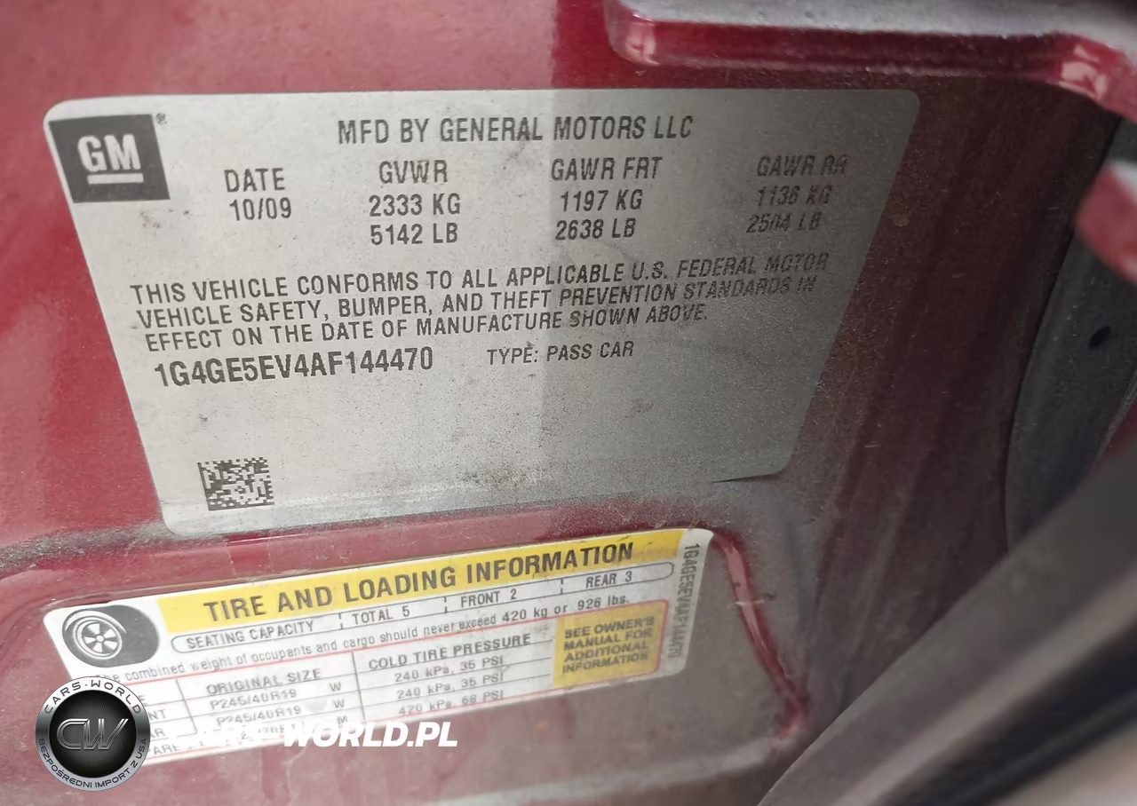 2010 Buick Lacrosse Cxs VIN:1G4GE5EV4AF144470 - 9