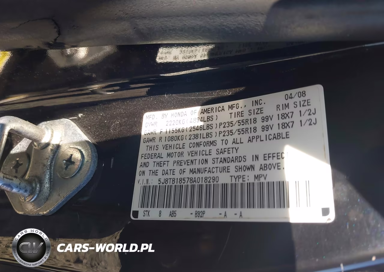 2008 Acura Rdx VIN:5J8TB18578A018290 - 9
