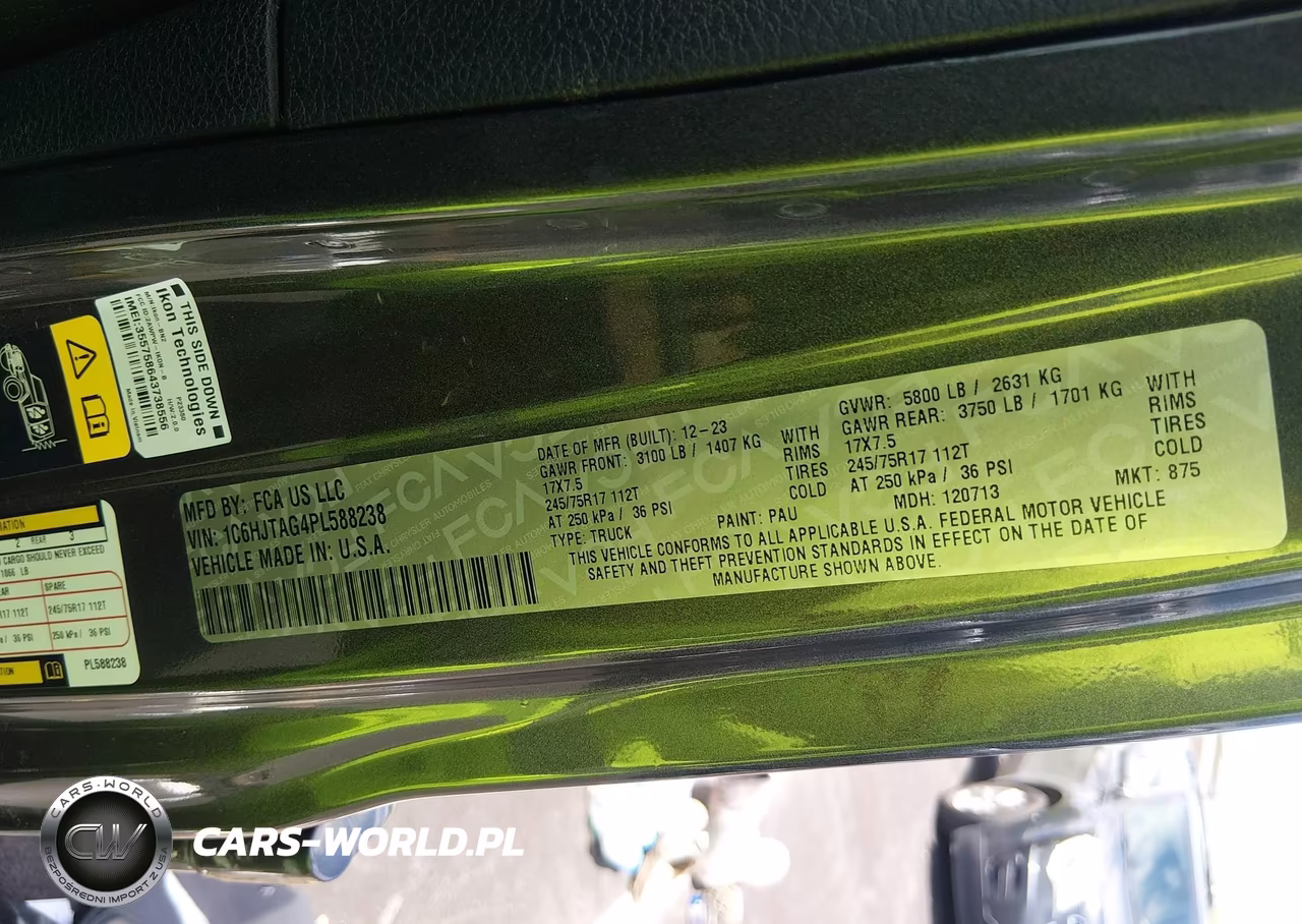 2023 Jeep Gladiator Sport S 4X4 VIN:1C6HJTAG4PL588238 - 9