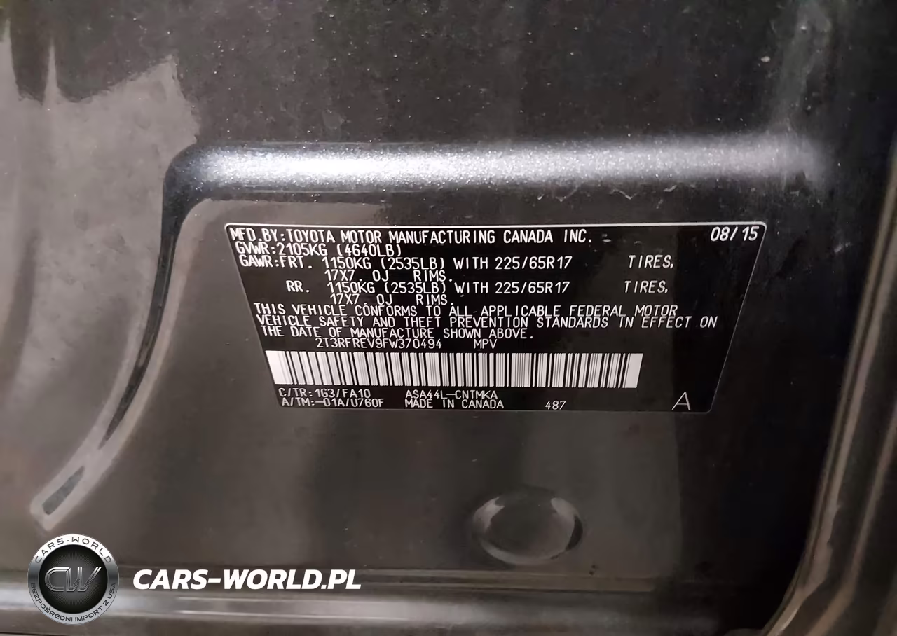 2015 Toyota Rav4 Xle VIN:2T3RFREV9FW370494 - 9