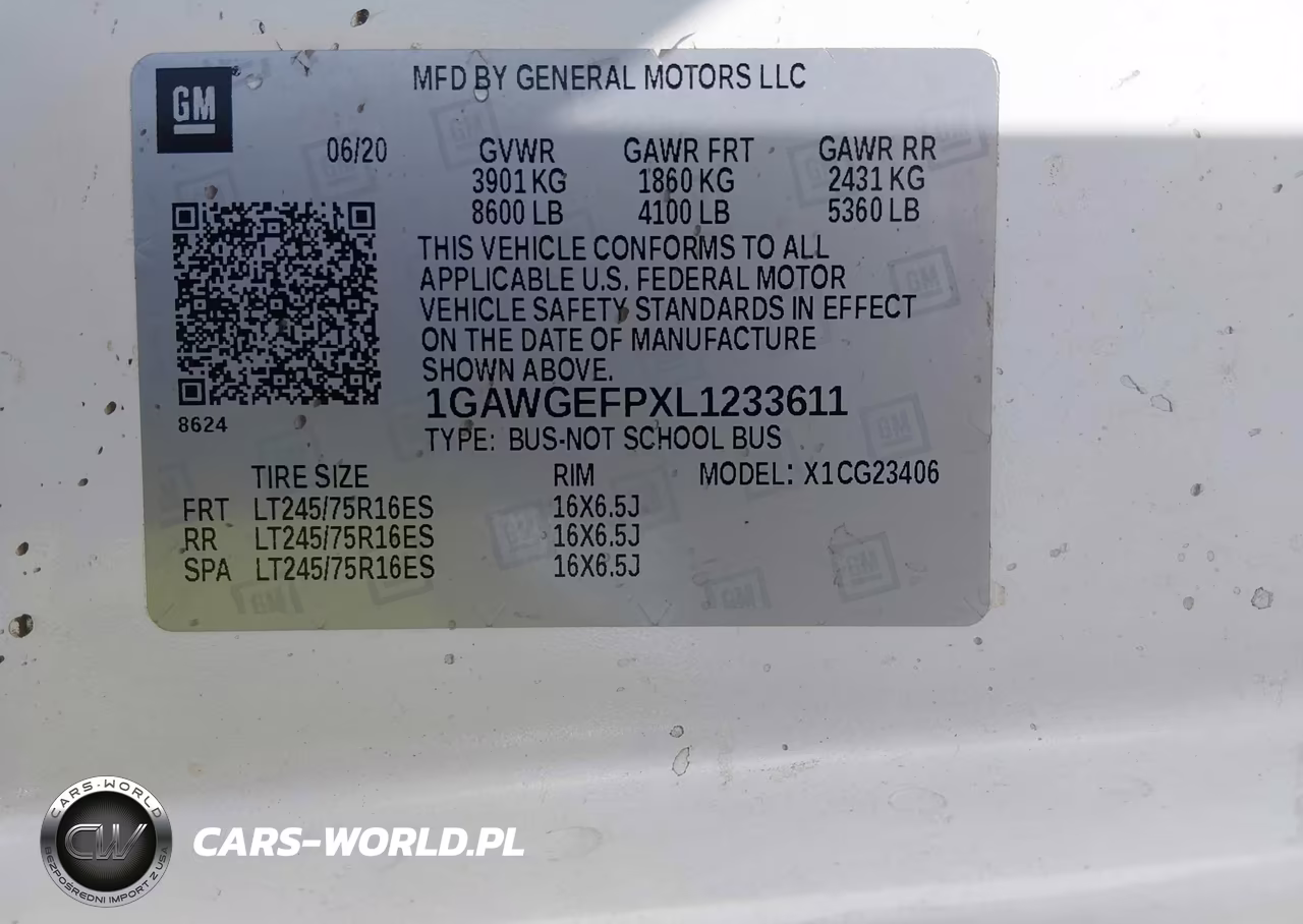 2020 Chevrolet Express Passenger Rwd 2500 Regular Wheelbase Ls VIN:1GAWGEFPXL1233611 - 9
