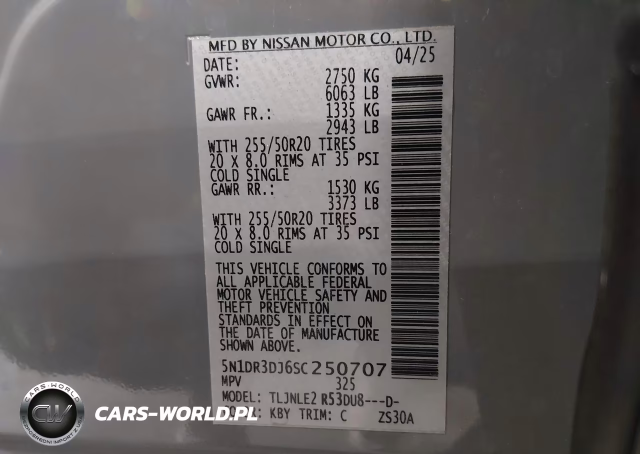2025 Nissan Pathfinder Platinum 4Wd VIN:5N1DR3DJ6SC250707 - 9