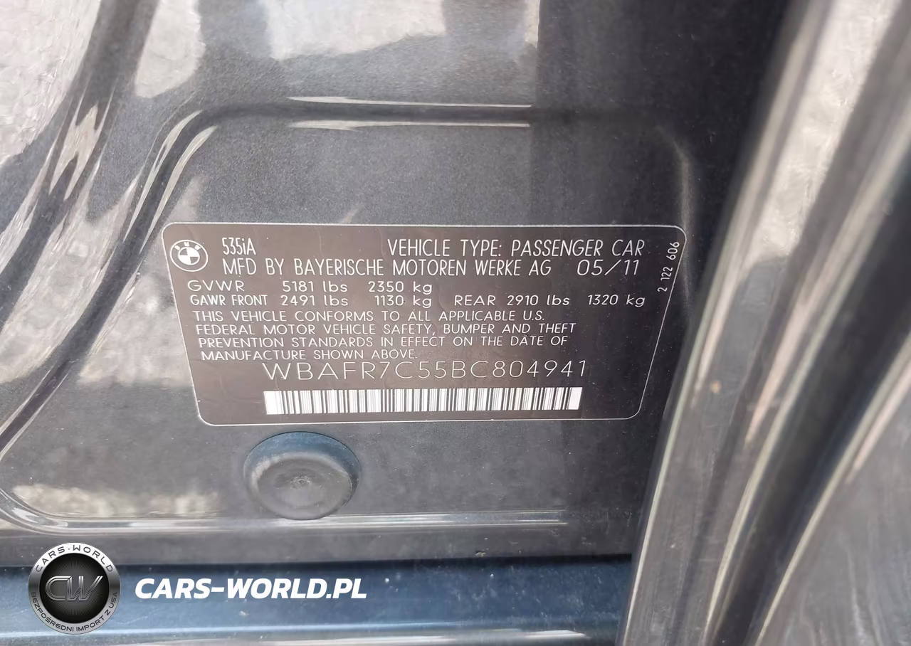 2011 BMW 535I VIN:WBAFR7C55BC804941 - 9
