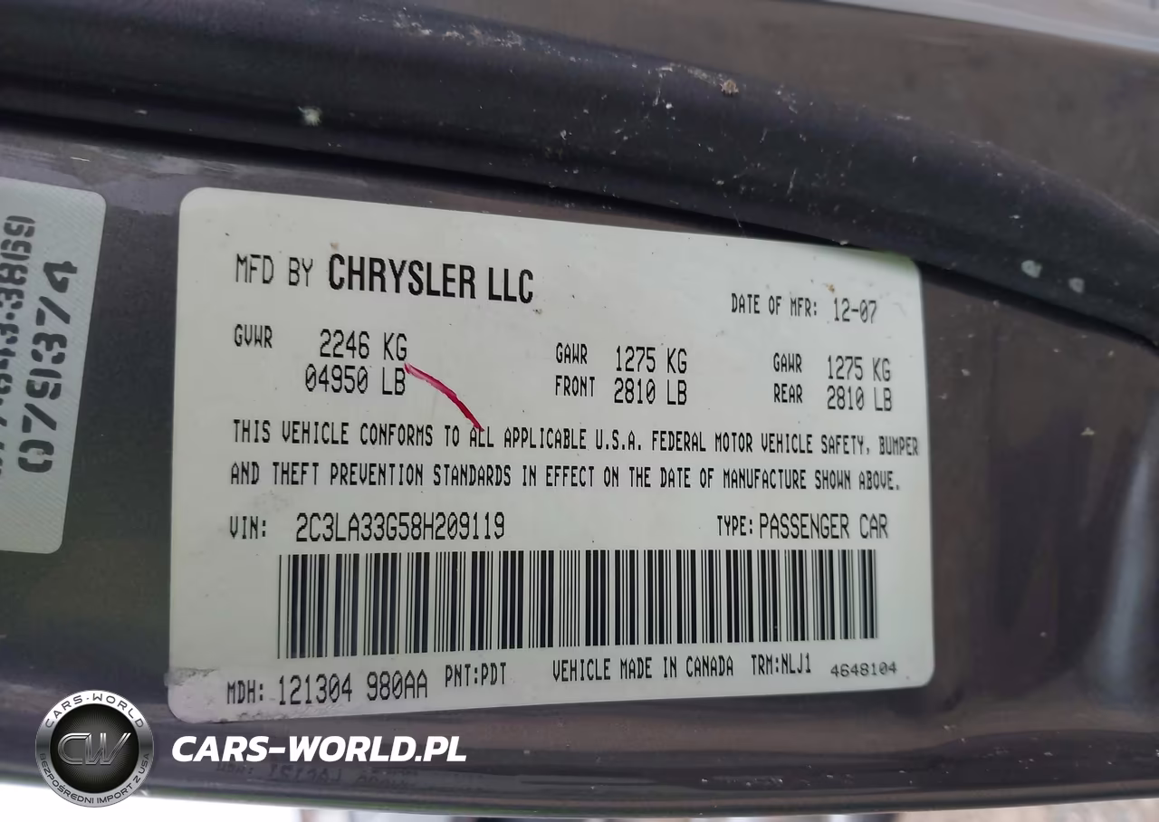 2008 Chrysler 300 Limited VIN:2C3LA33G58H209119 - 9