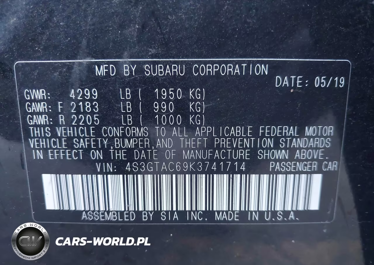 2019 Subaru Impreza 2.0I Premium VIN:4S3GTAC69K3741714 - 9