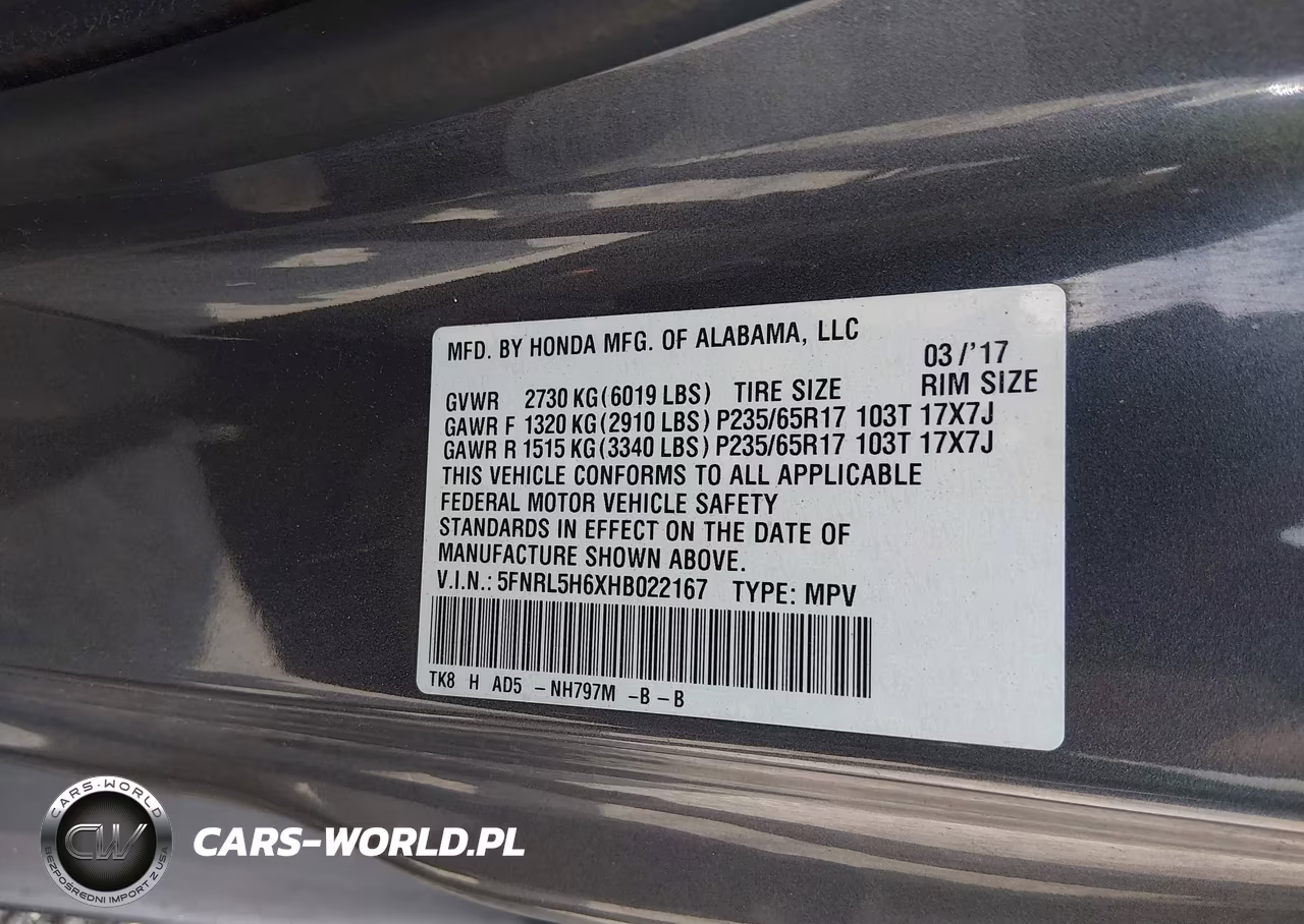 2017 Honda Odyssey Ex-L VIN:5FNRL5H6XHB022167 - 9