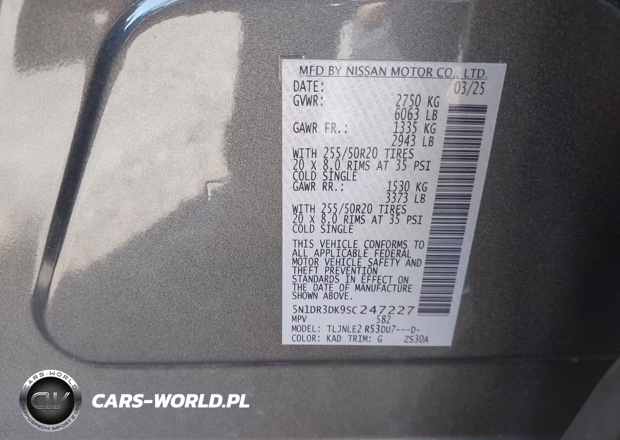 2025 Nissan Pathfinder Platinum 4Wd VIN:5N1DR3DK9SC247227 - 9