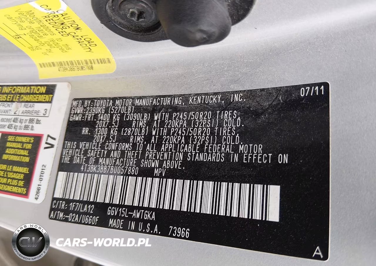 2011 Toyota Venza Base V6 VIN:4T3BK3BB7BU057880 - 9