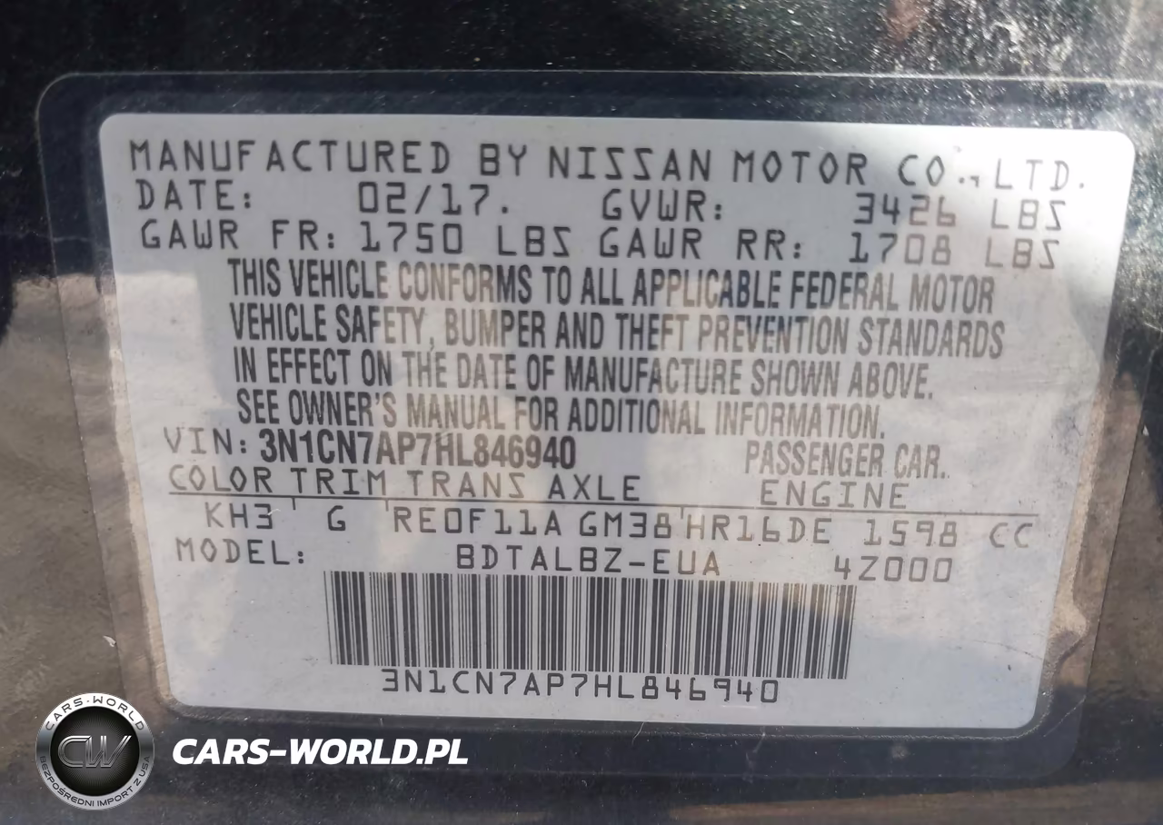 2017 Nissan Versa 1.6 Sv VIN:3N1CN7AP7HL846940 - 9