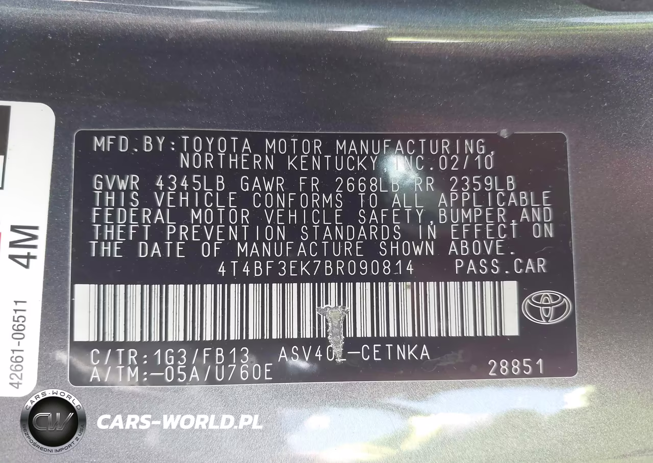 2011 Toyota Camry Le VIN:4T4BF3EK7BR090814 - 9