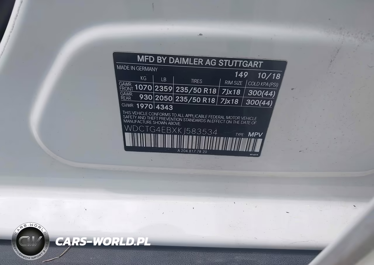 2019 Mercedes-Benz Gla 250 VIN:WDCTG4EBXKJ583534 - 9