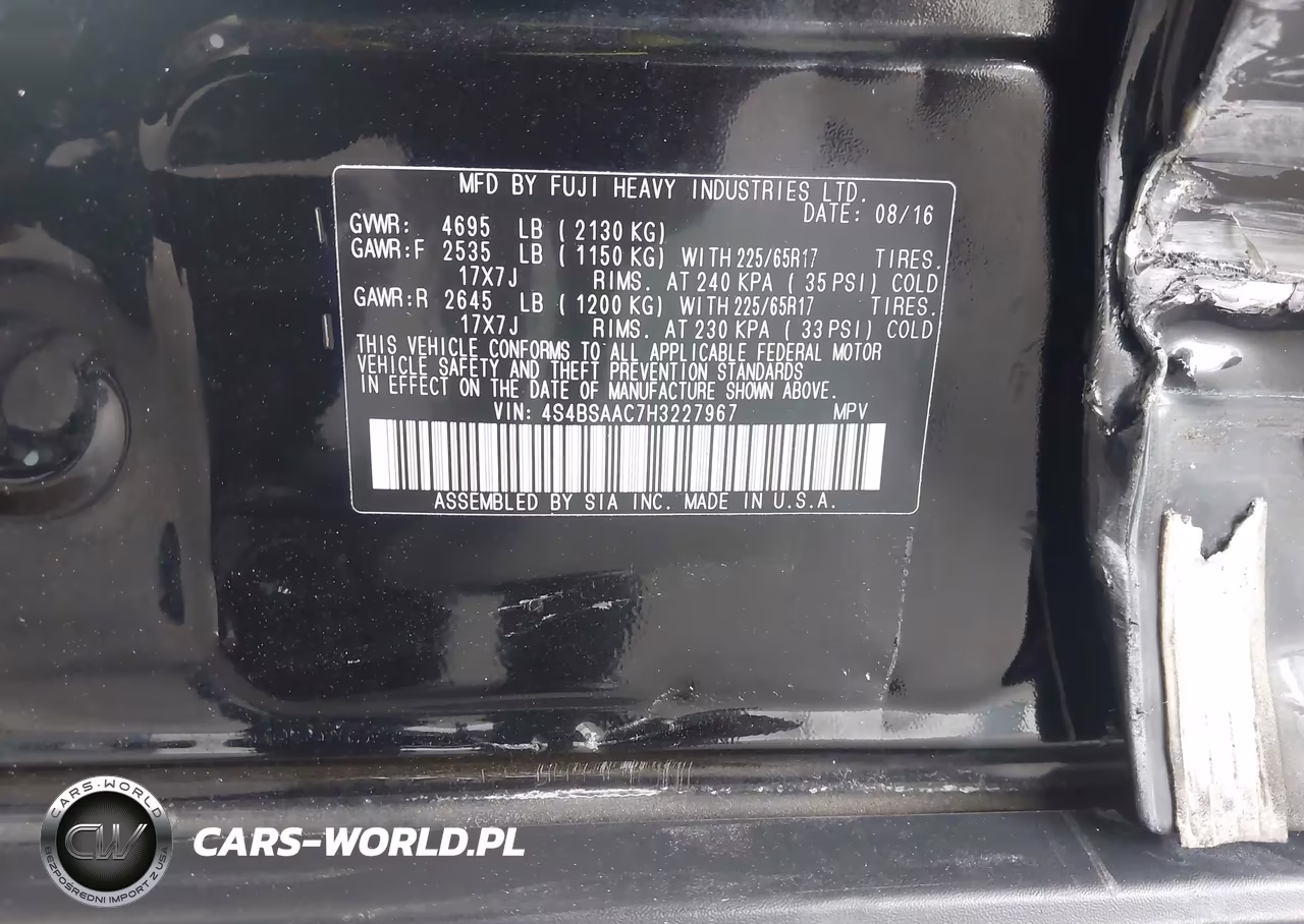 2017 Subaru Outback 2.5I VIN:4S4BSAAC7H3227967 - 9