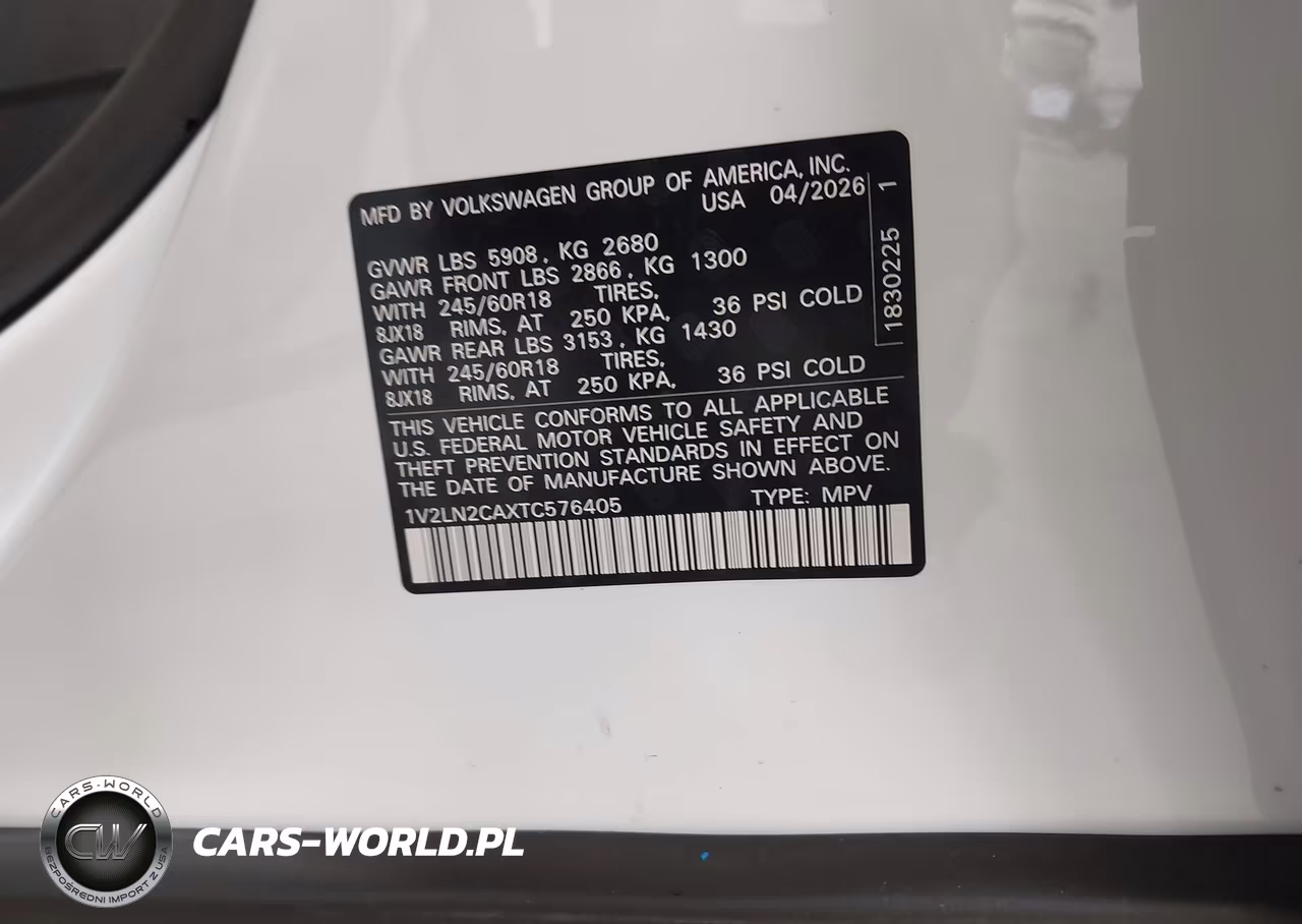 2026 Volkswagen Atlas Se VIN:1V2LN2CAXTC576405 - 9