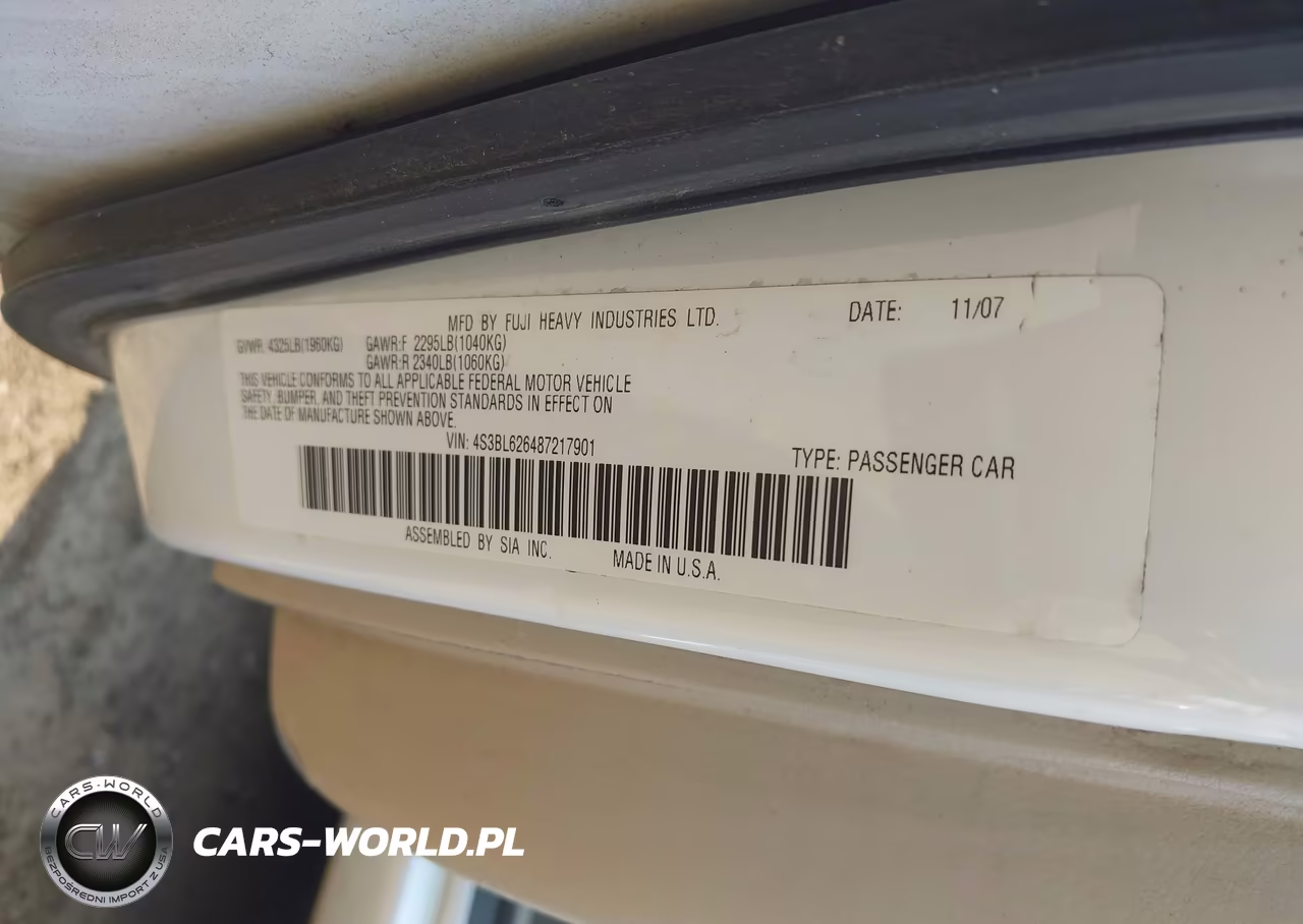 2008 Subaru Legacy 2.5I Limited VIN:4S3BL626487217901 - 9