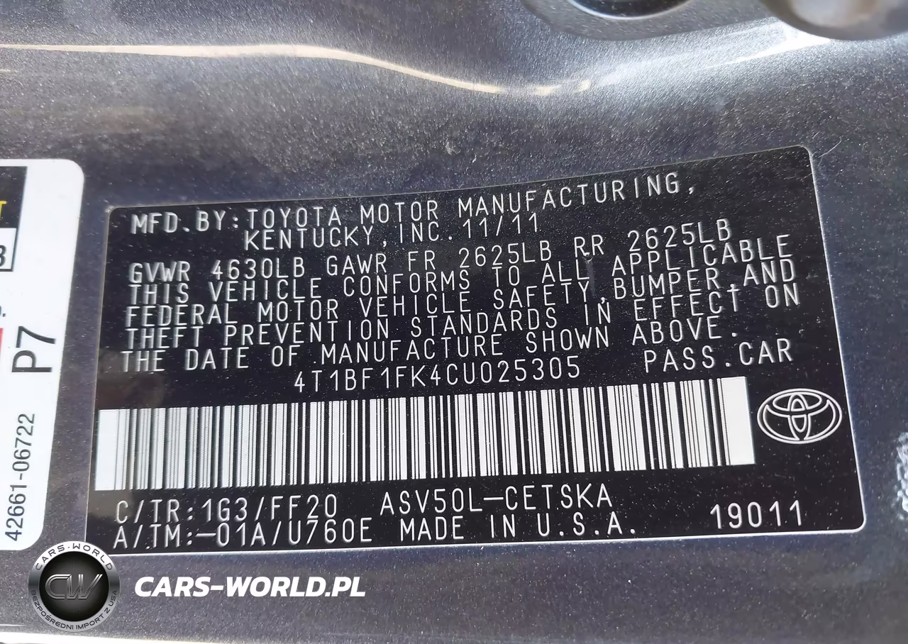 2012 Toyota Camry Se VIN:4T1BF1FK4CU025305 - 9