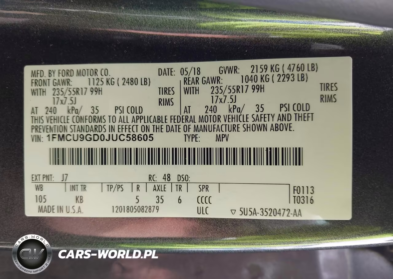 2018 Ford Escape Se VIN:1FMCU9GD0JUC58605 - 9