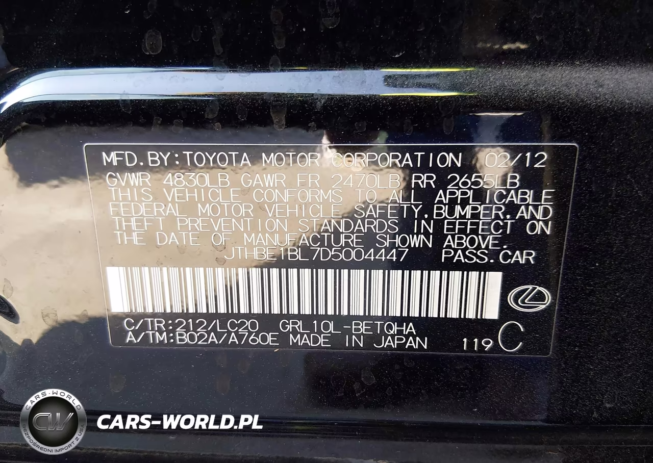2013 Lexus Gs 350 VIN:JTHBE1BL7D5004447 - 9
