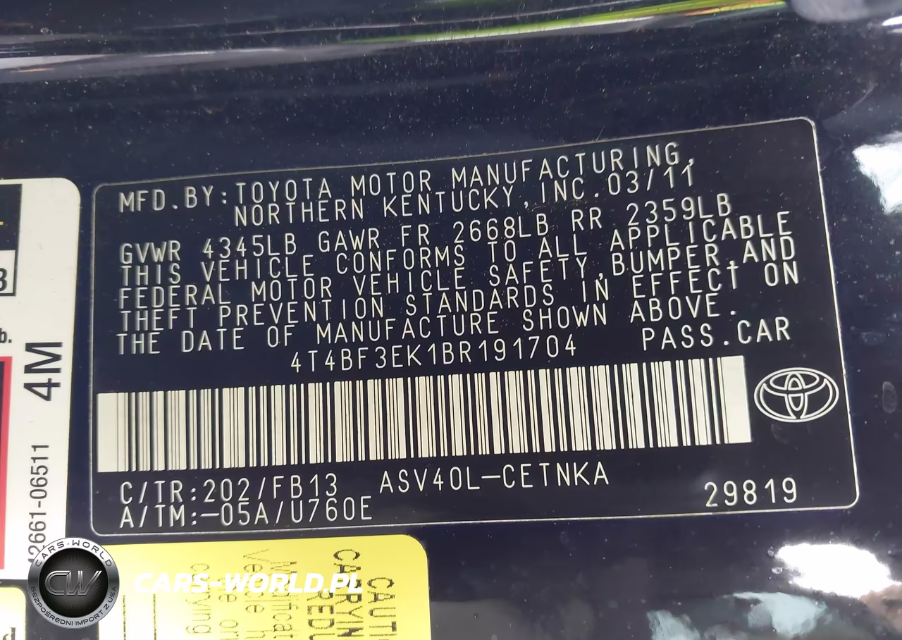 2011 Toyota Camry Le VIN:4T4BF3EK1BR191704 - 9