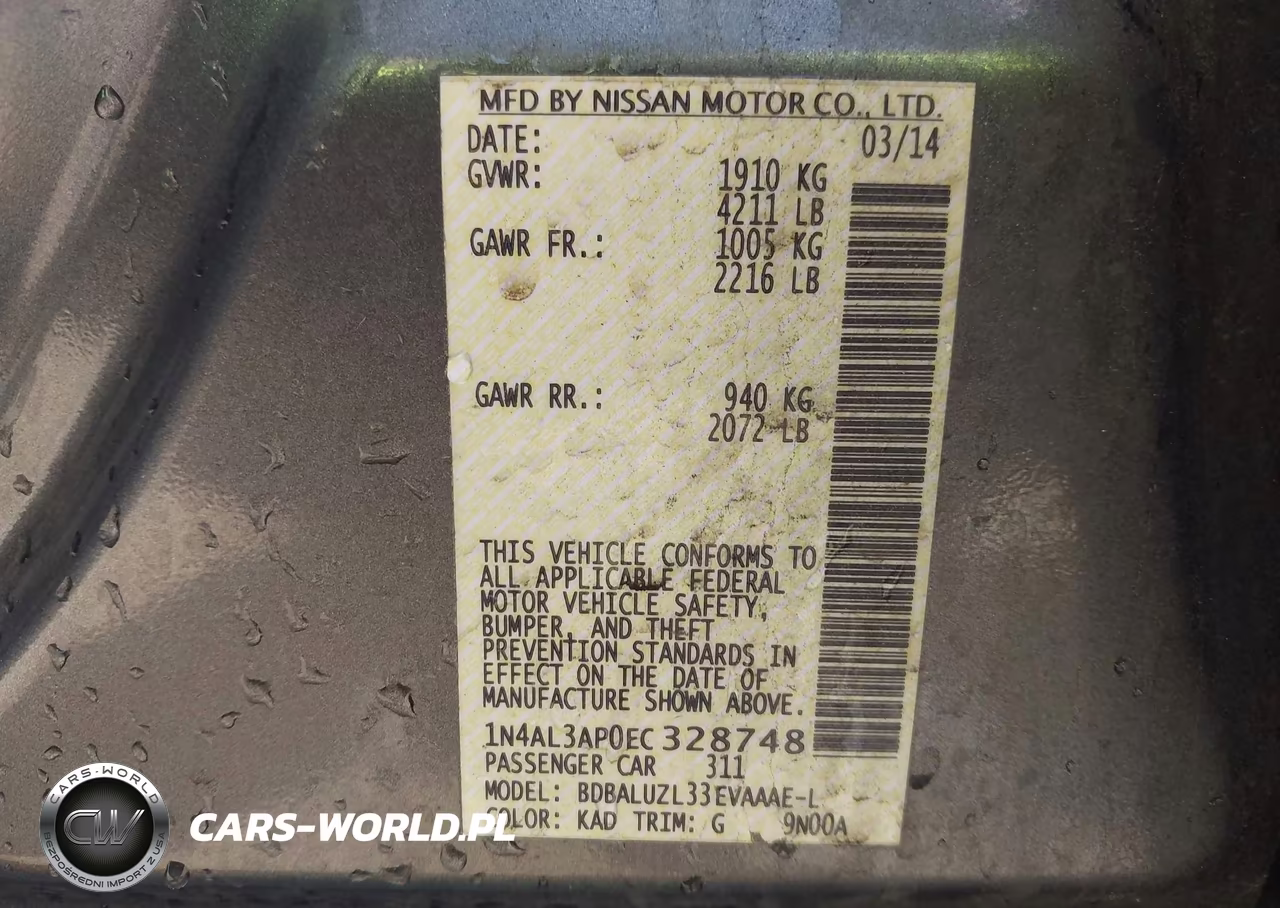 2014 Nissan Altima 2.5 Sv VIN:1N4AL3AP0EC328748 - 9