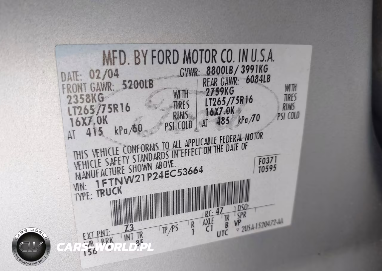 2004 Ford F-250 Lariat-Xl-Xlt VIN:1FTNW21P24EC53664 - 9